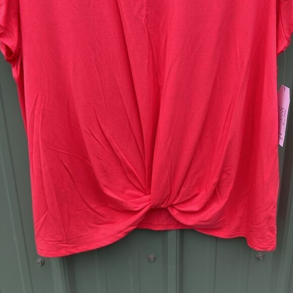 Women's Ultra Soft Relaxed Fit Twist Front Flutter Sleeve Top T-Shirt Size 3XL - Picture 3 of 9